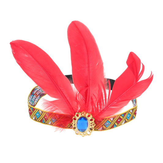 Feather Elastic Band Headband for Women Red 1 Pc