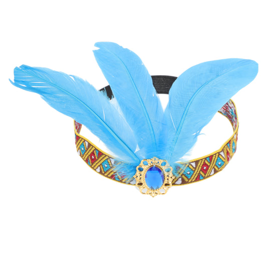 Feather Elastic Band Headband for Women Lake Blue 1 Pc
