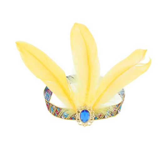 Feather Elastic Band Headband for Women Gold Tone Yellow 1 Pc