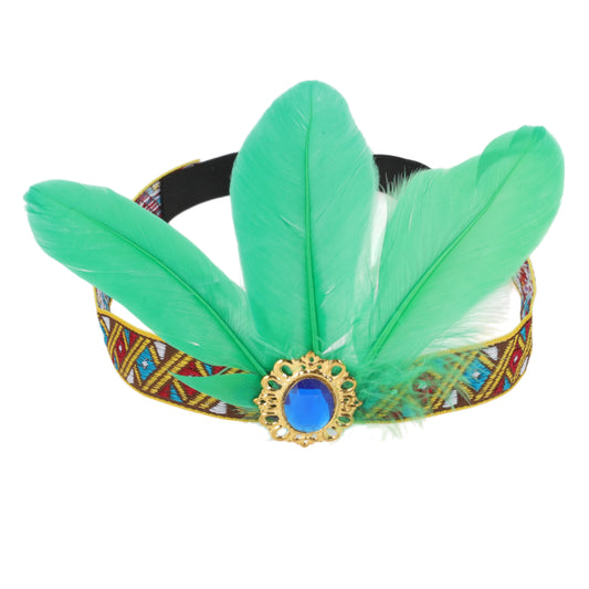 Feather Elastic Band Headband for Women Green 1 Pc