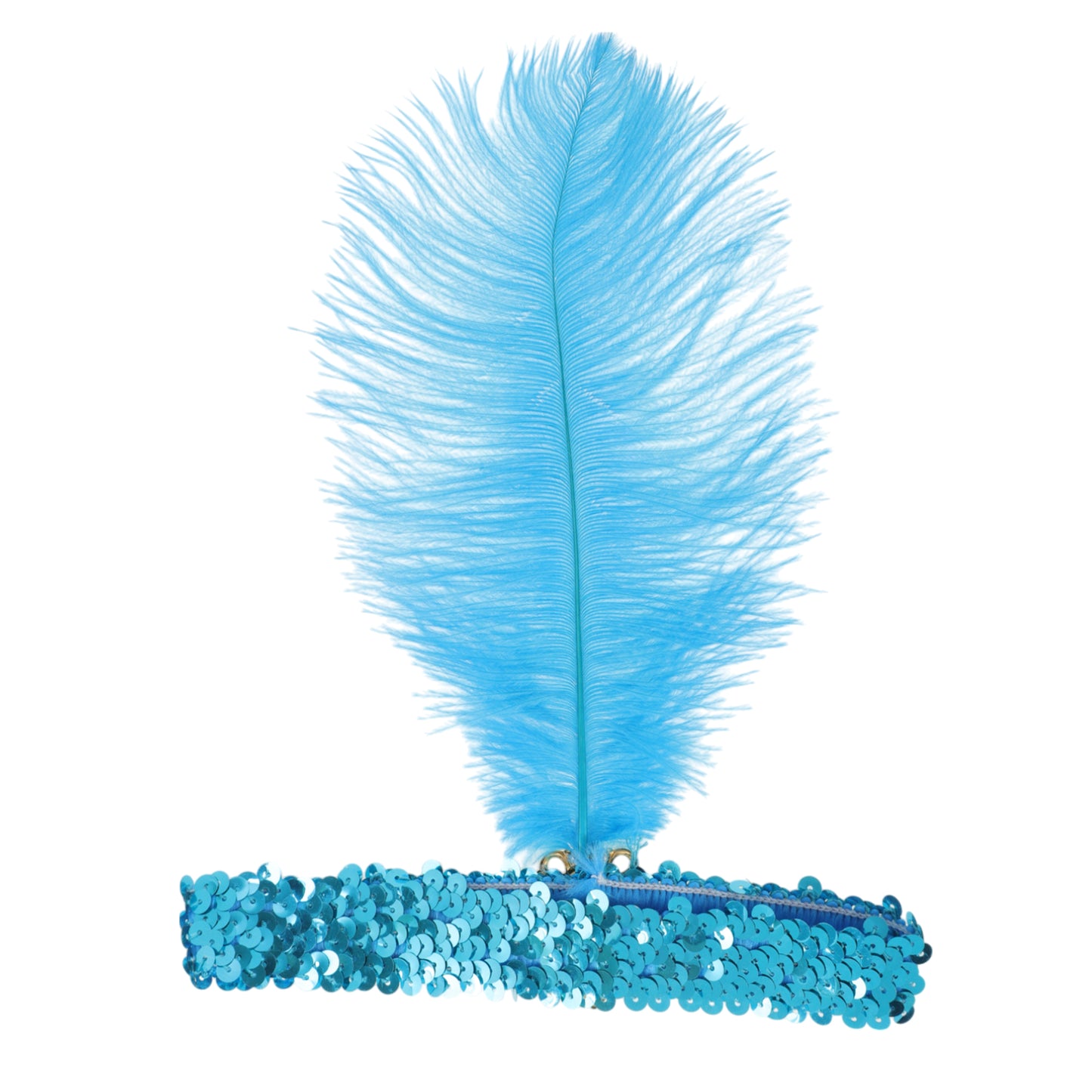 Feather Faux Diamond Sequins Headband for Women Lake Blue 1 Pc
