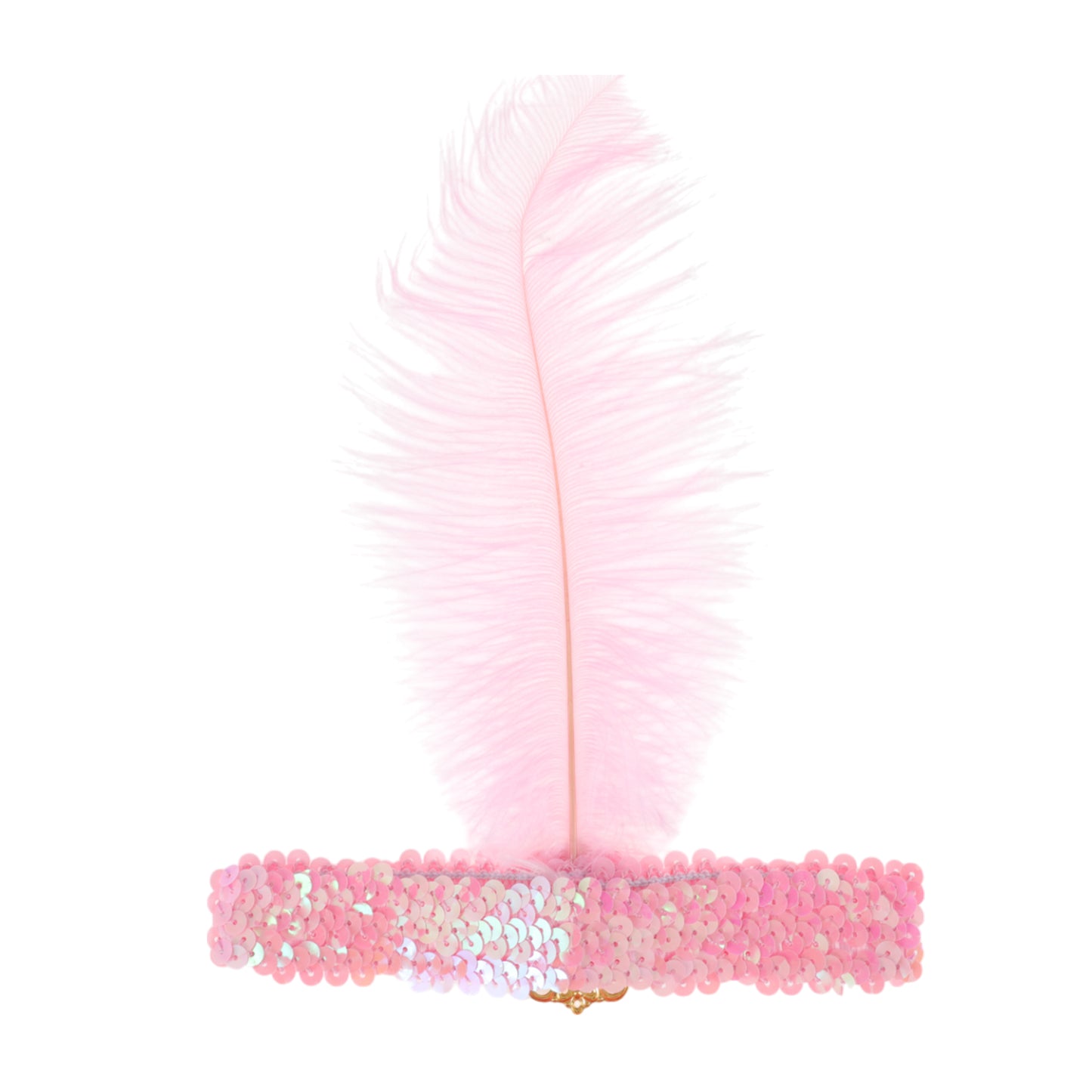 Diadema con plumas y lentejuelas de imitación de diamante para mujer, color rosa, 1 unidad