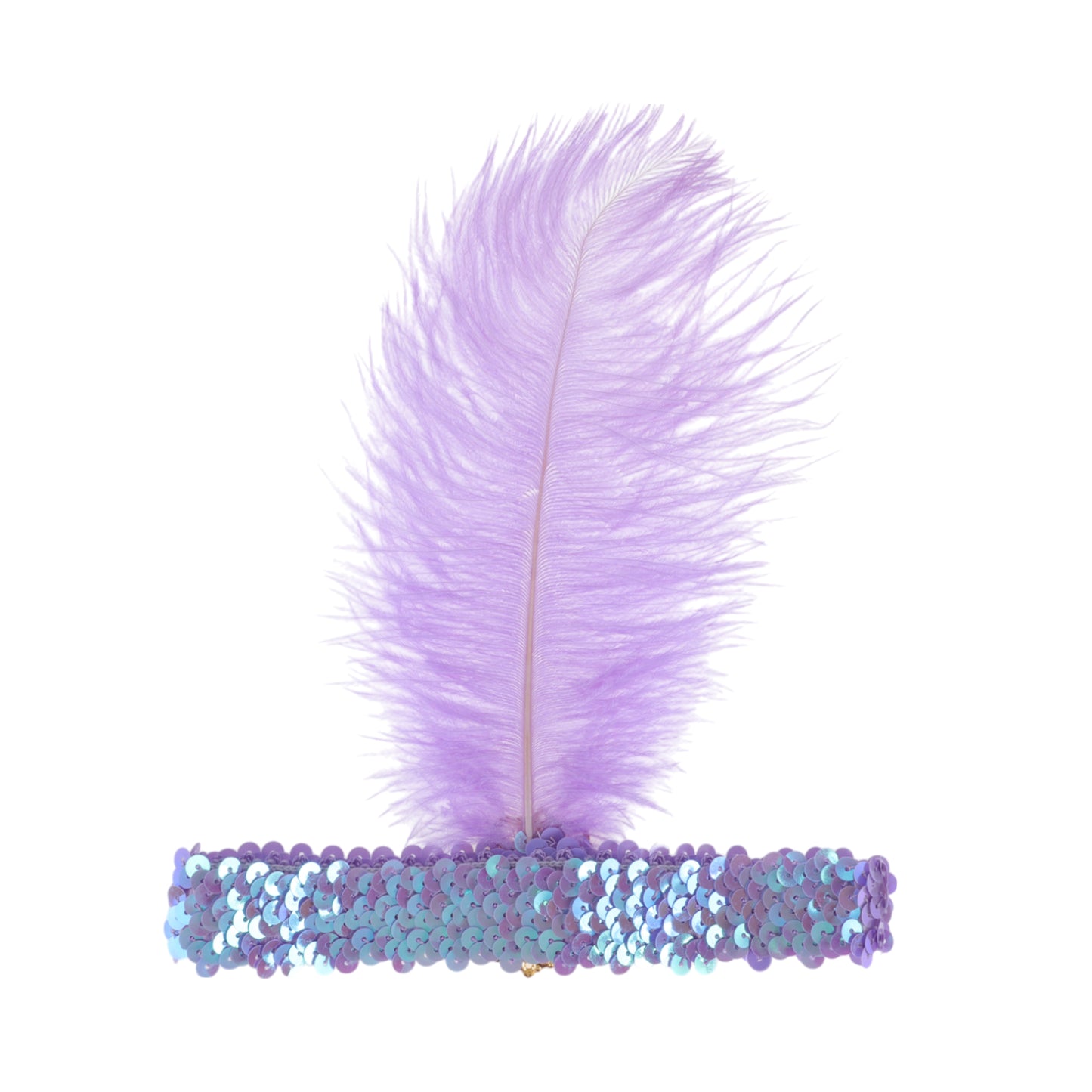 Feather Faux Diamond Sequins Headband for Women Light Purple 1 Pc