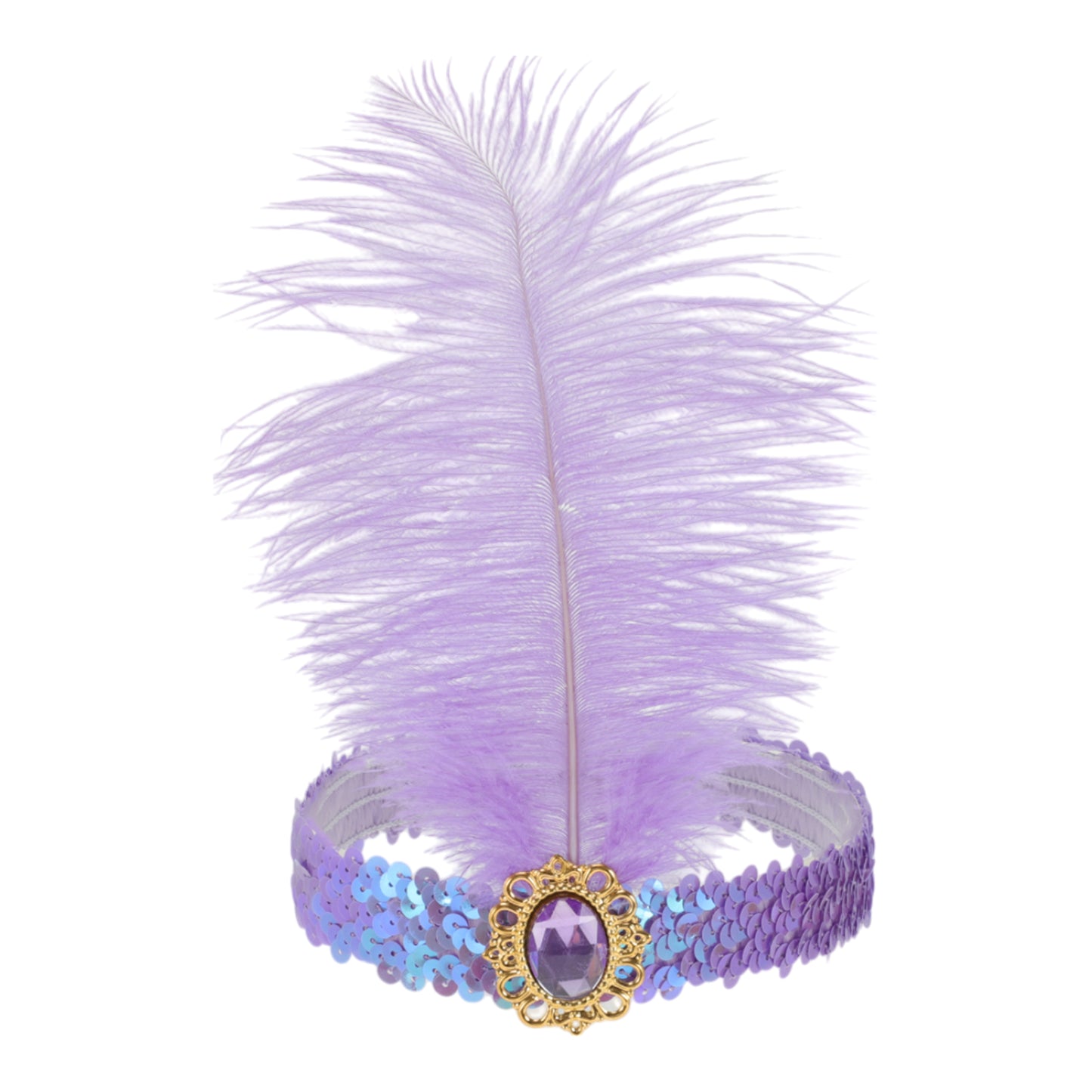 Feather Faux Diamond Sequins Headband for Women Light Purple 1 Pc