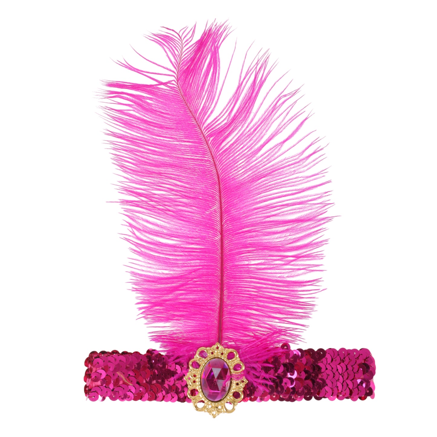Diadema con plumas y lentejuelas de imitación de diamante para mujer, color rosa y morado, 1 unidad