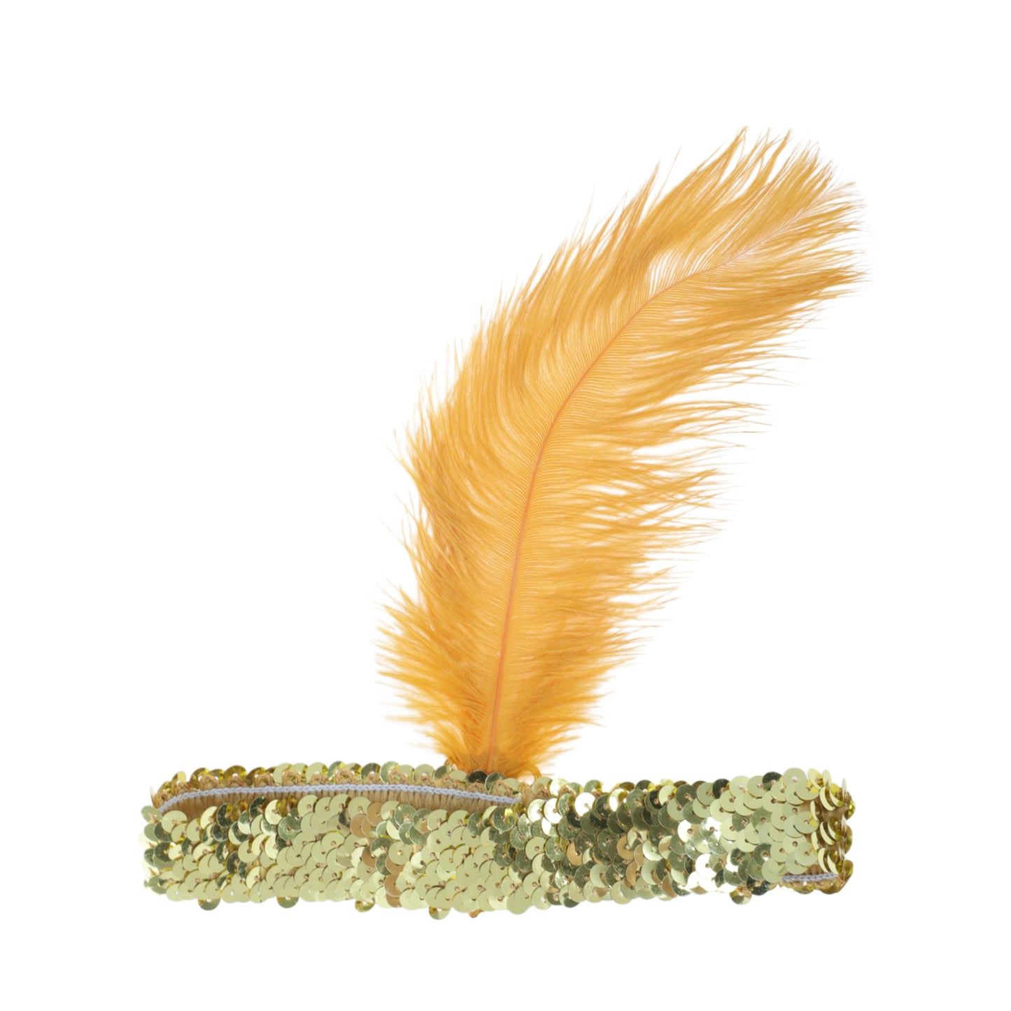 Feather Faux Diamond Sequins Headband for Women Gold Tone 1 Pc
