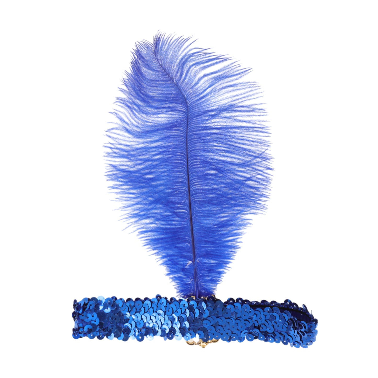 Diadema con plumas y lentejuelas de imitación de diamante para mujer, color azul, 1 unidad