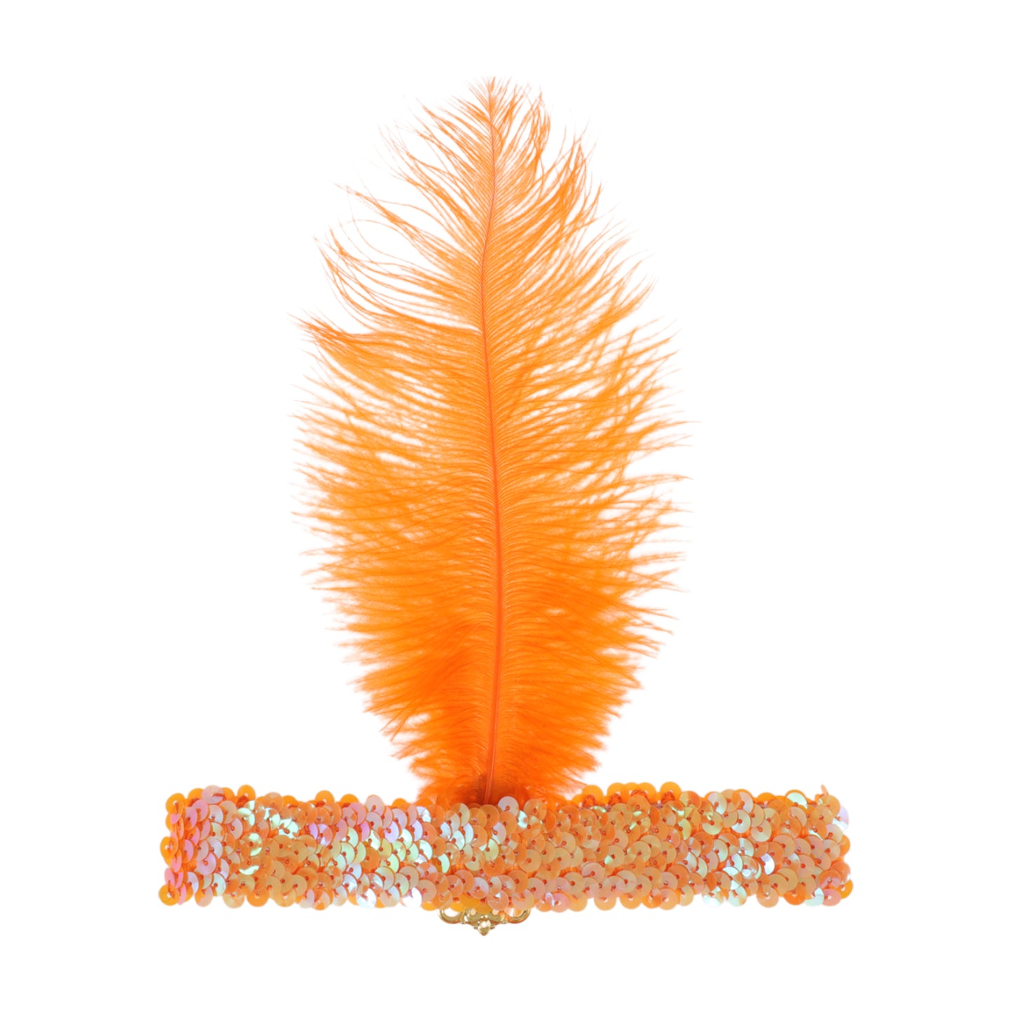 Diadema con plumas y lentejuelas de imitación de diamante para mujer, color naranja, 1 unidad