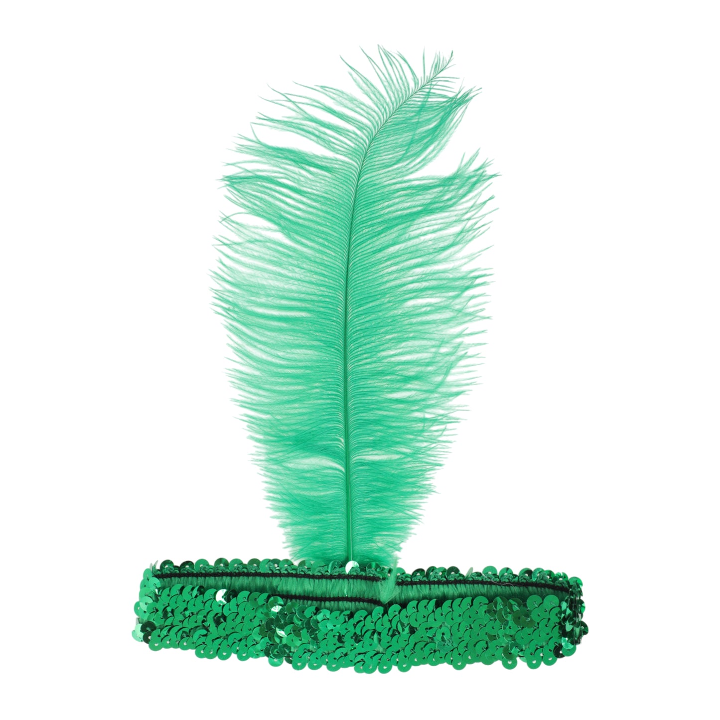 Diadema con plumas y lentejuelas de imitación de diamante para mujer, color verde, 1 unidad