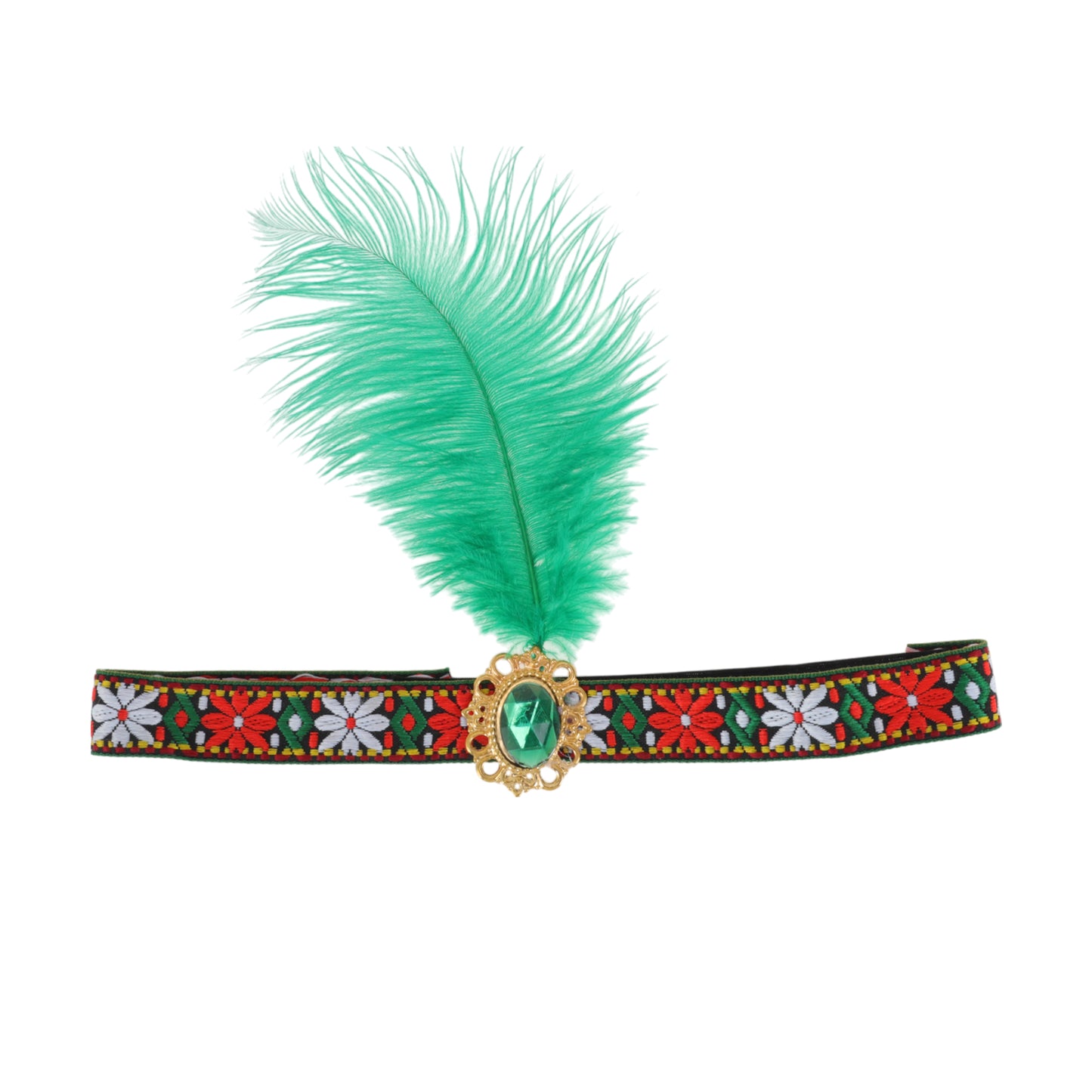 Tribal Style Feather Headband for Women Green 1 Pc