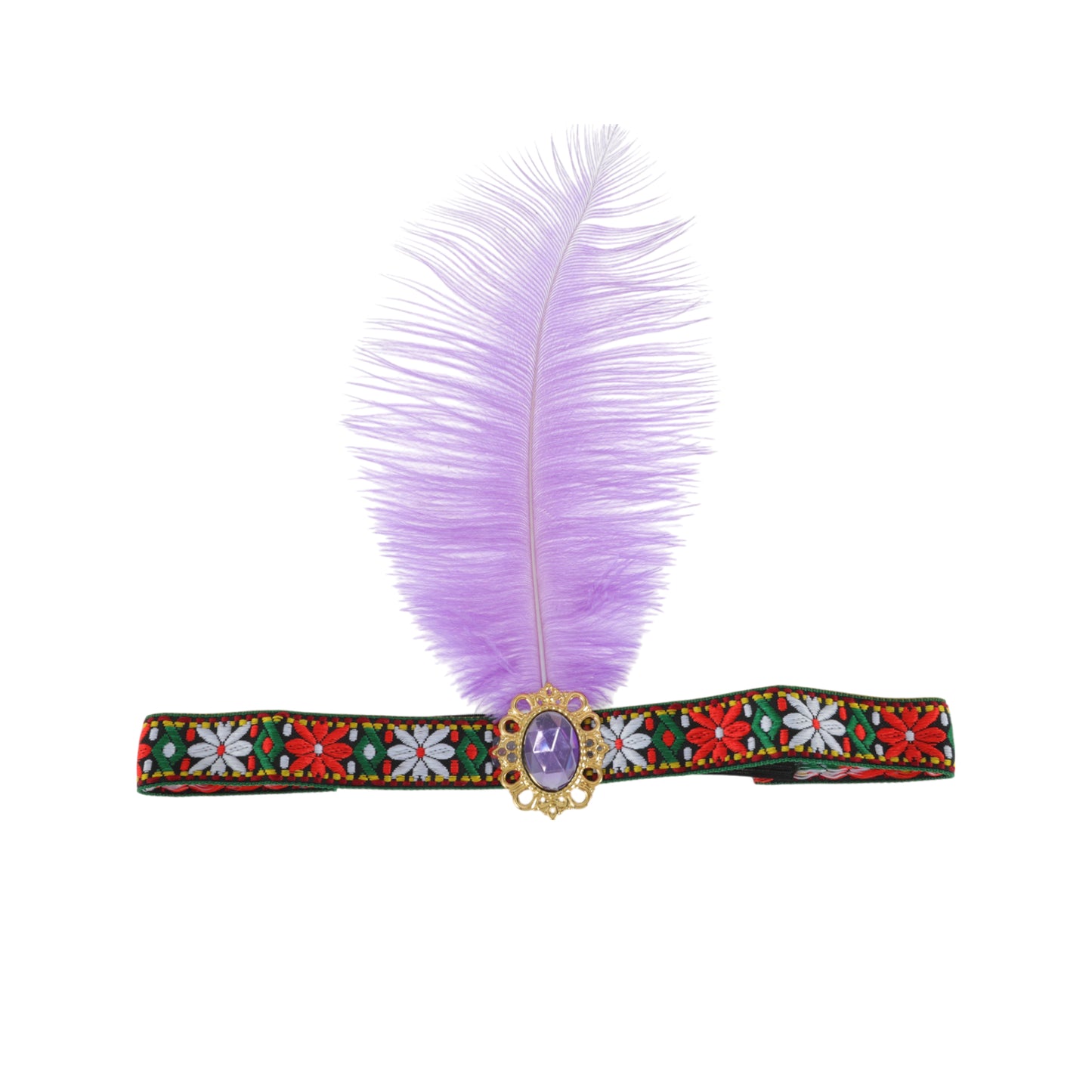 Diadema de plumas estilo tribal para mujer, color morado claro, 1 unidad