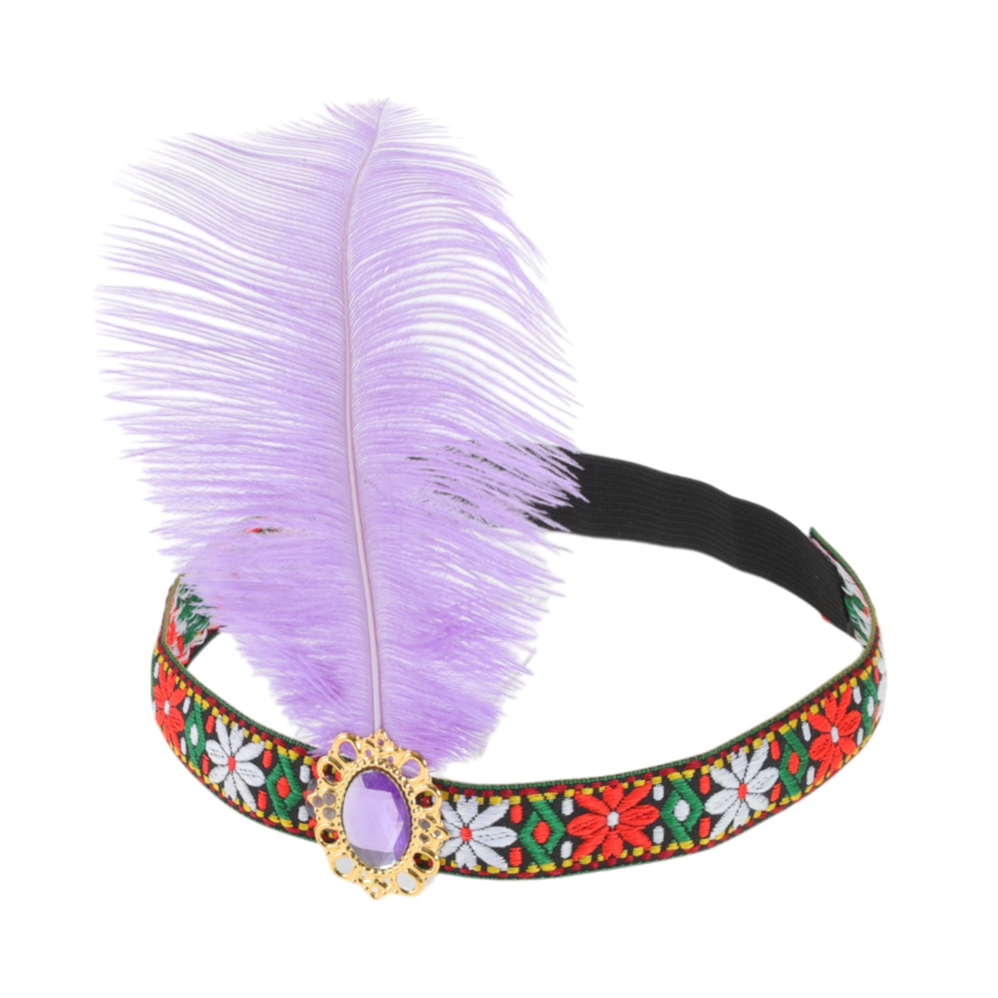 Diadema de plumas estilo tribal para mujer, color morado claro, 1 unidad