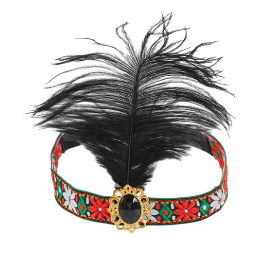Diadema de plumas estilo tribal para mujer, color negro, 1 unidad