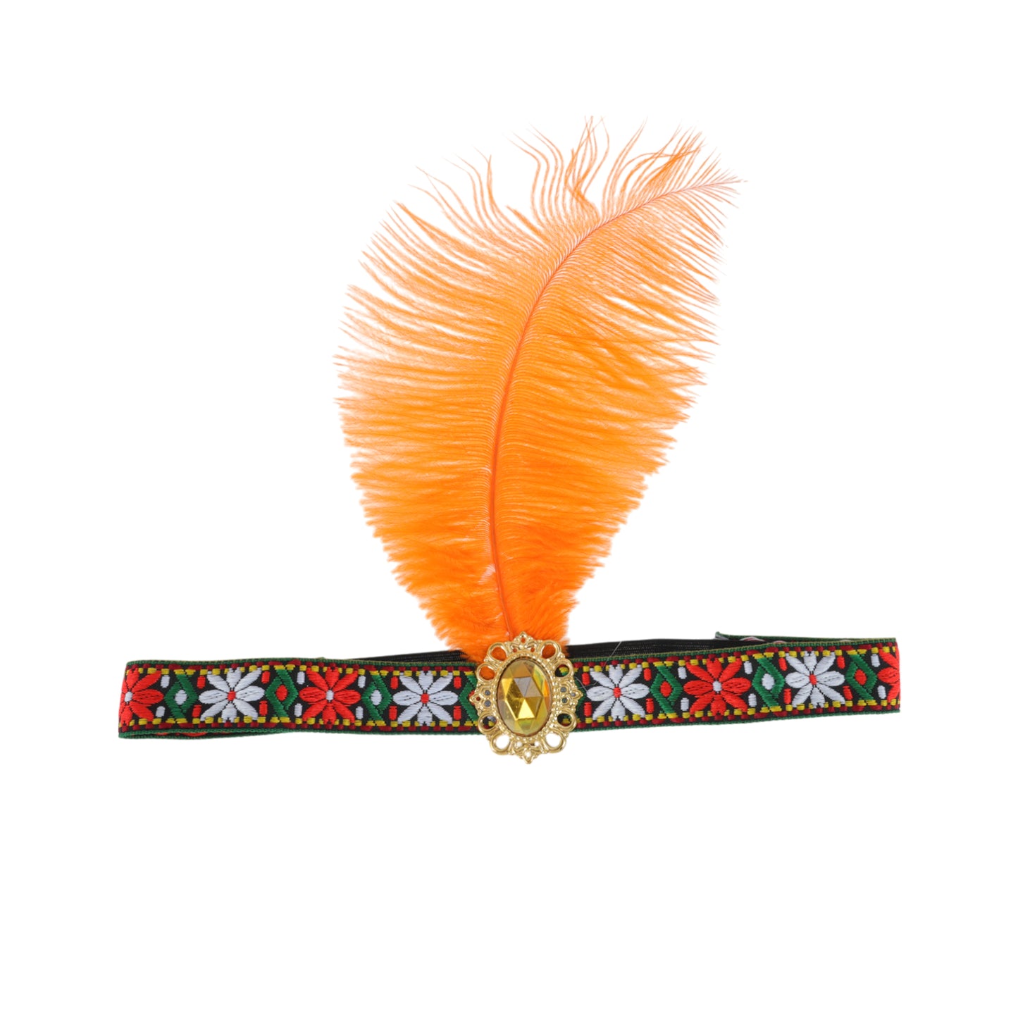 Tribal Style Feather Headband for Women Orange 1 Pc