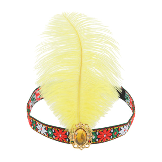 Diadema de plumas estilo tribal para mujer, color amarillo, 1 unidad