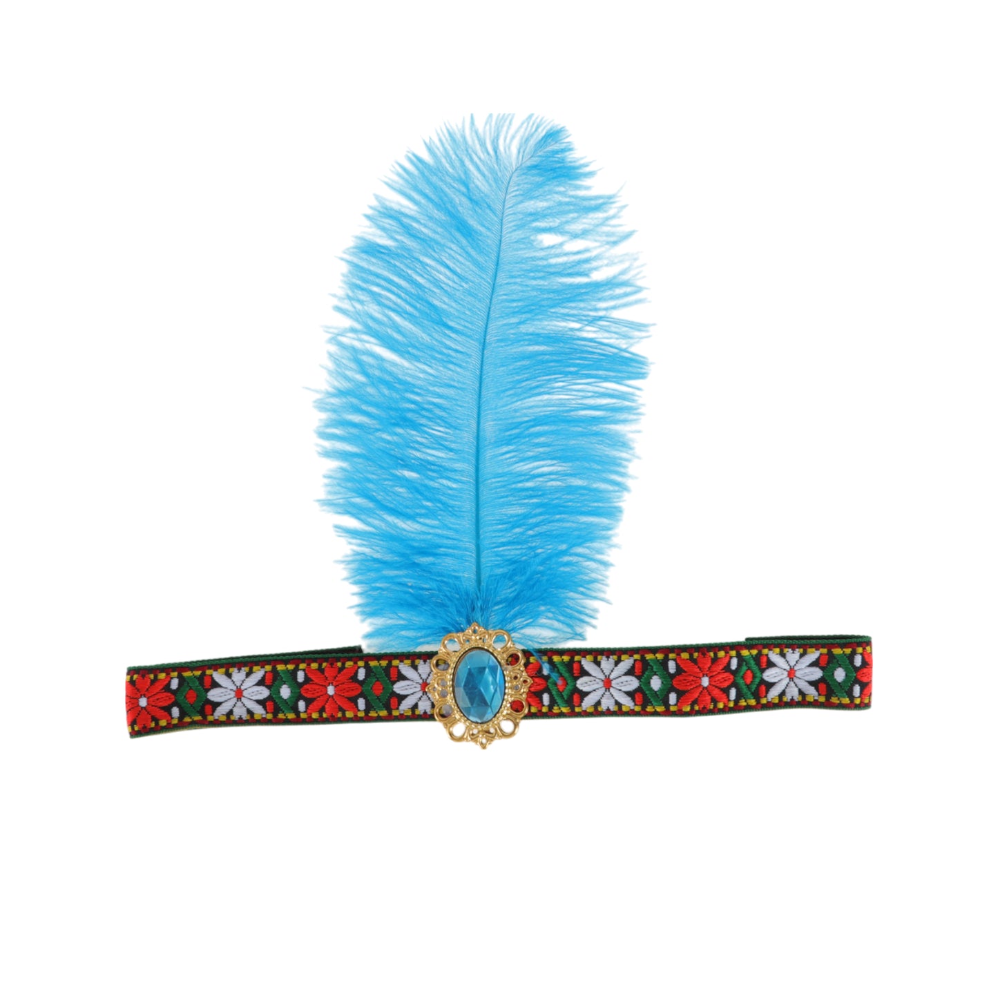 Tribal Style Feather Headband for Women Lake Blue 1 Pc