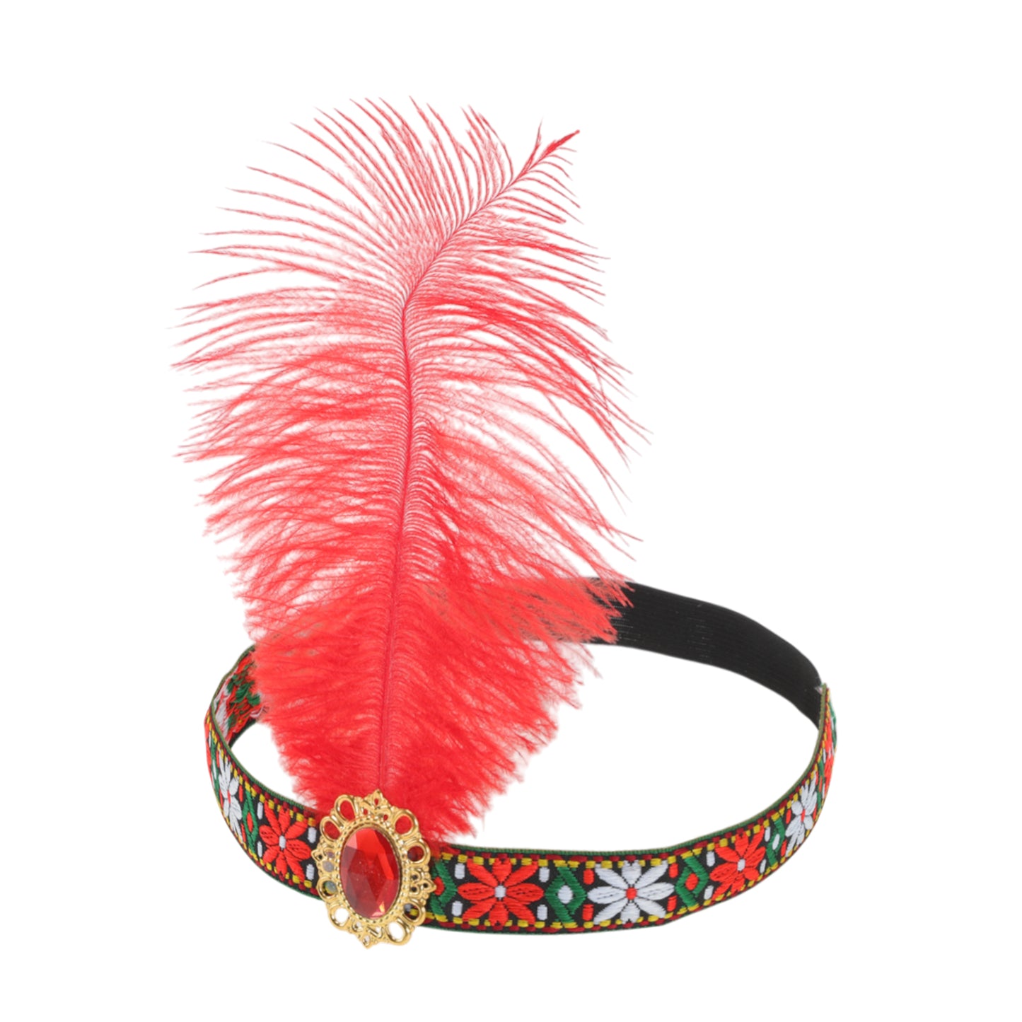 Tribal Style Feather Headband for Women Red 1 Pc