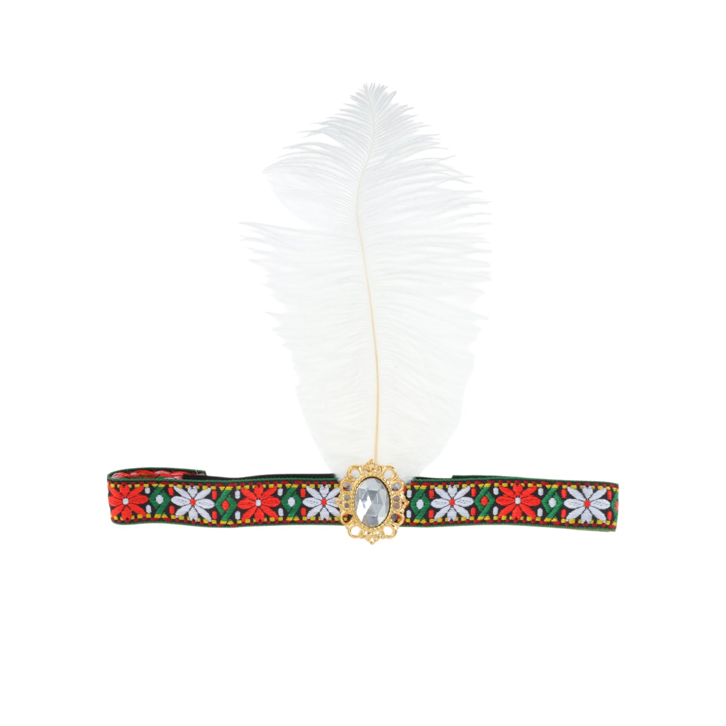 Tribal Style Feather Headband for Women White 1 Pc