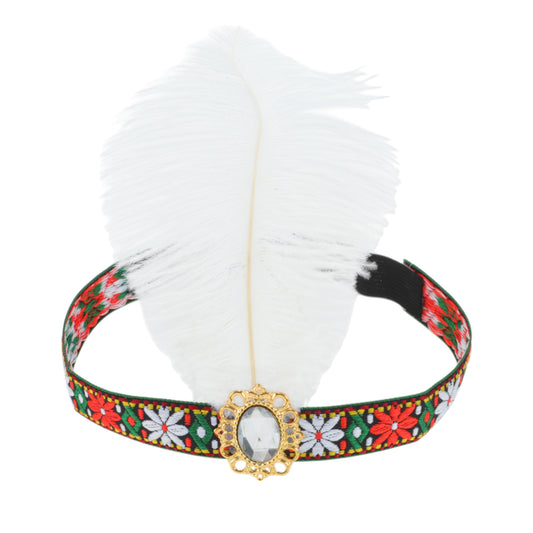 Diadema de plumas estilo tribal para mujer, color blanco, 1 unidad