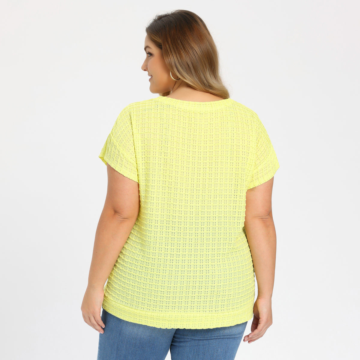 [PACK SALES] Women's Plus Size 2 Pieces Summer Tops Pointelle Knit Hollow Crew Neck Plaid Notched V-Neck Blouse