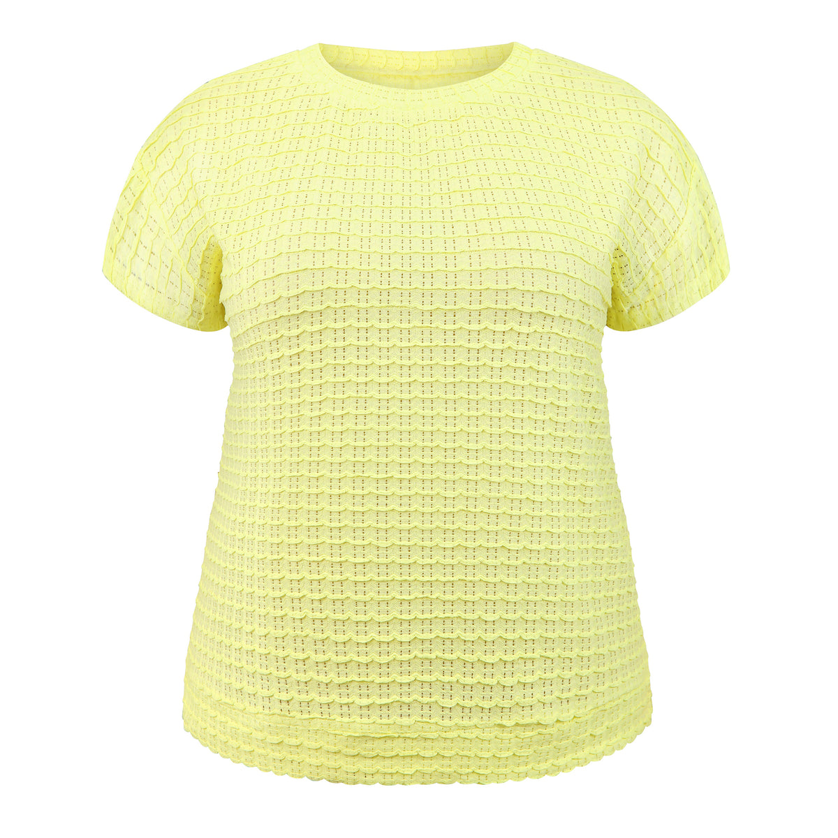 [PACK SALES] Women's Plus Size 2 Pieces Summer Tops Pointelle Knit Hollow Crew Neck Plaid Notched V-Neck Blouse