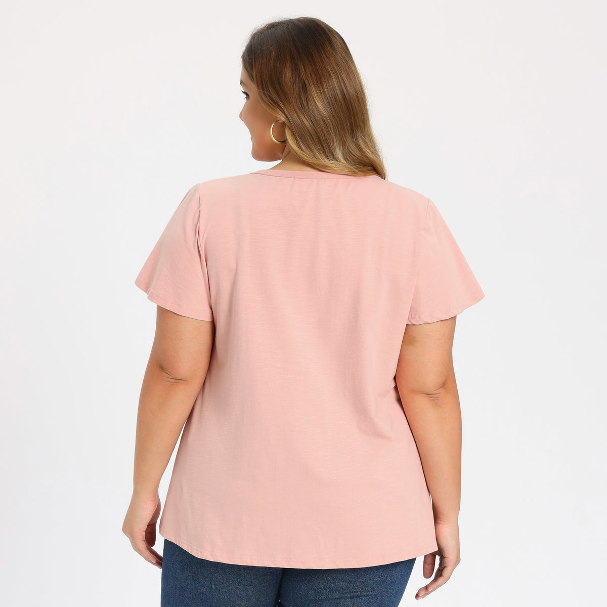 [PACK SALES] Women's Plus Size 2 Pieces Tops Pintuck Front Short Sleeves Notch V Neck Blouses