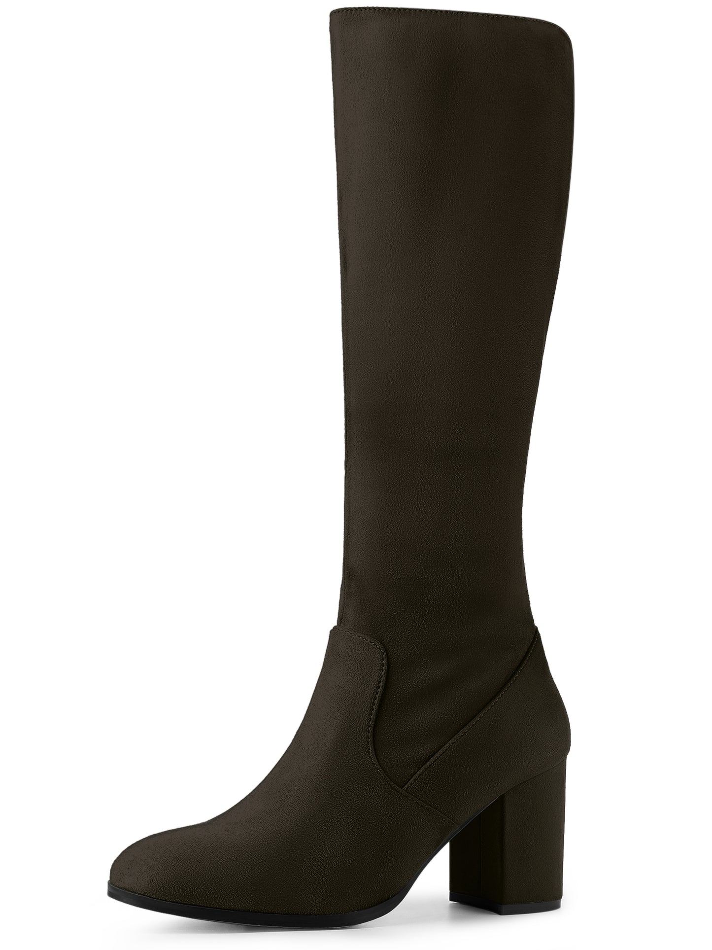Women's Side Zipper Knee High Boots Chunky Heel Knee Boots, Deep Colors