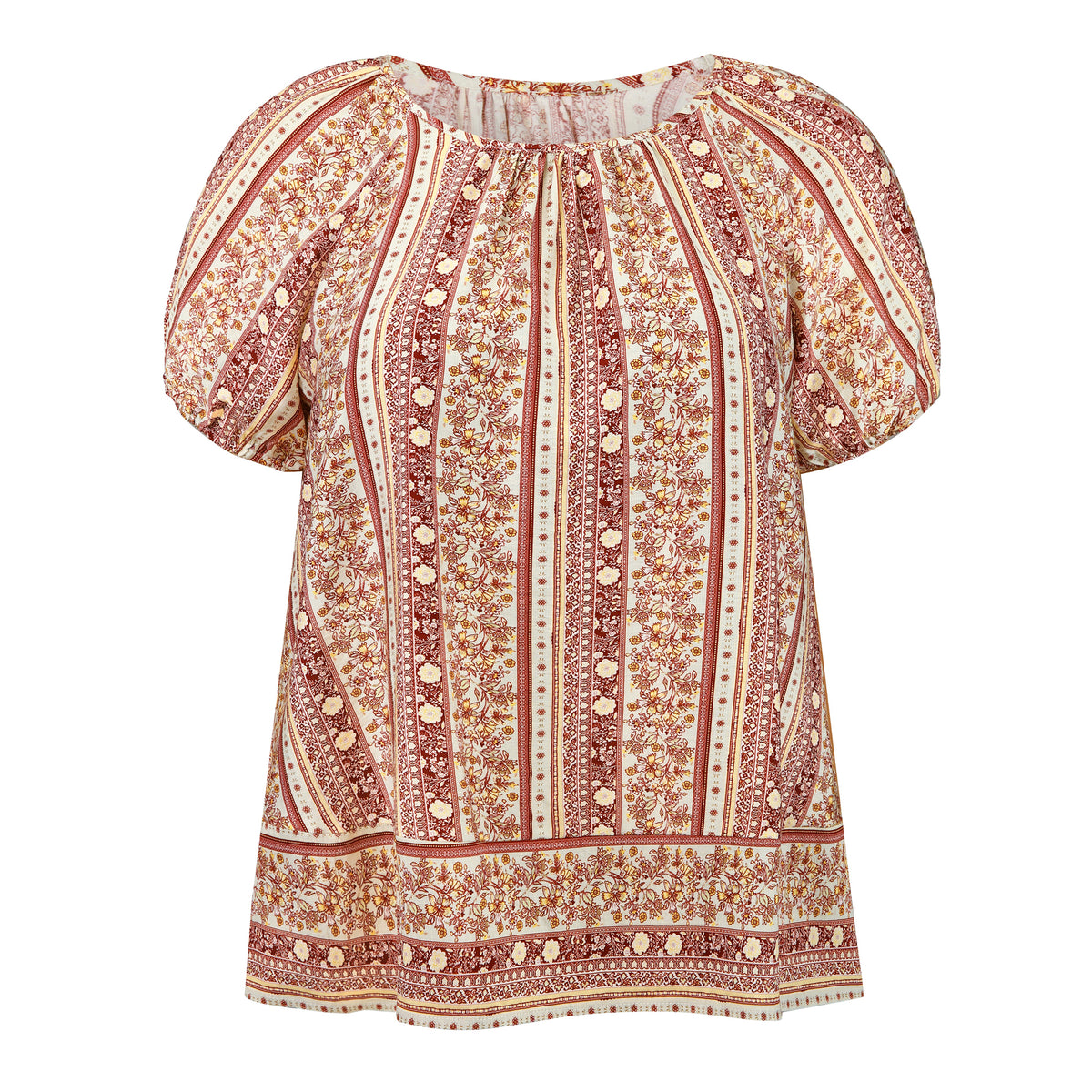 [PACK SALES] Women's Plus Size 2 Pieces Summer Tops Boho Floral Round Neck Vacation and Plaid Notched V-Neck Blouse