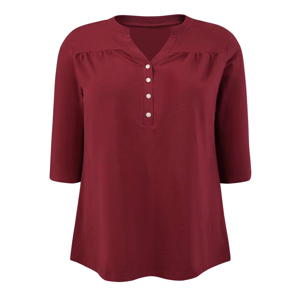 [PACK SALES] Women's Plus Size 2 Pieces Casual Tops Pleated Notch V Neck Button Front Blouses