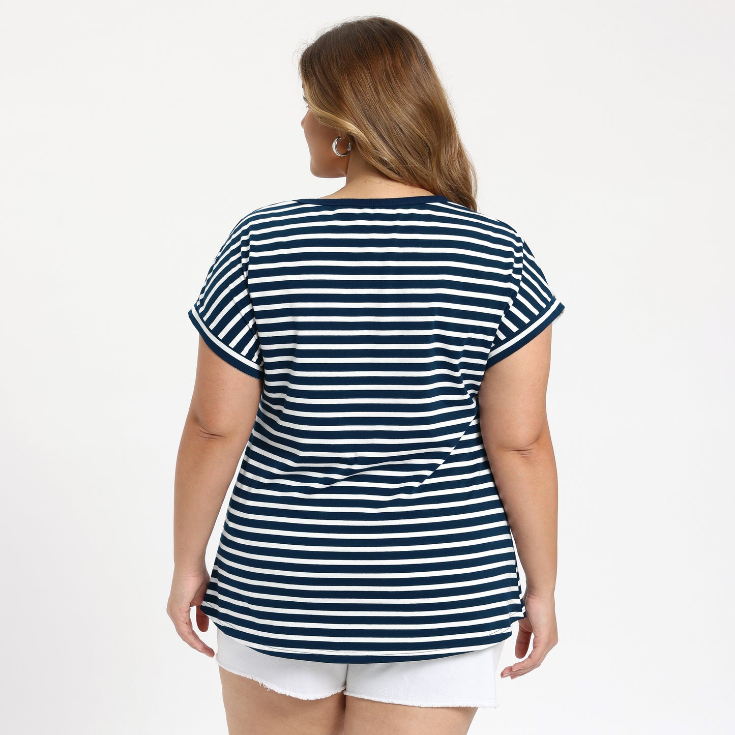 [PACK SALES] Women's Plus Size 2 Pieces Summer Tops Striped T-Shirts Plaid Casual Short Sleeve