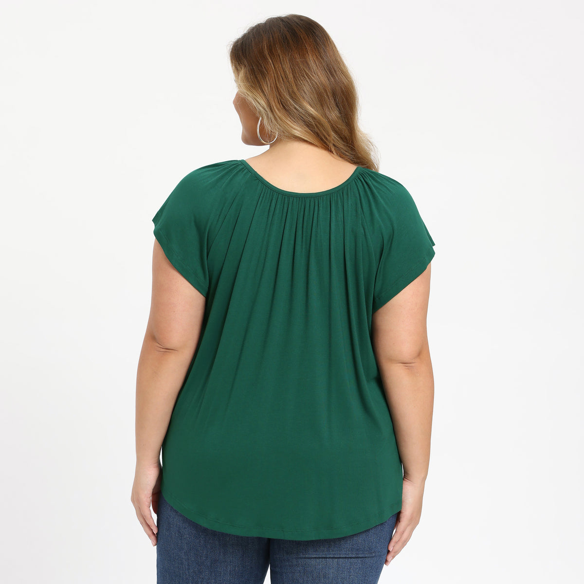 [PACK SALES] Women's Plus Size 2 Pieces Summer Curved Hem Short Sleeve Ruffled Dressy Relaxed Blouse
