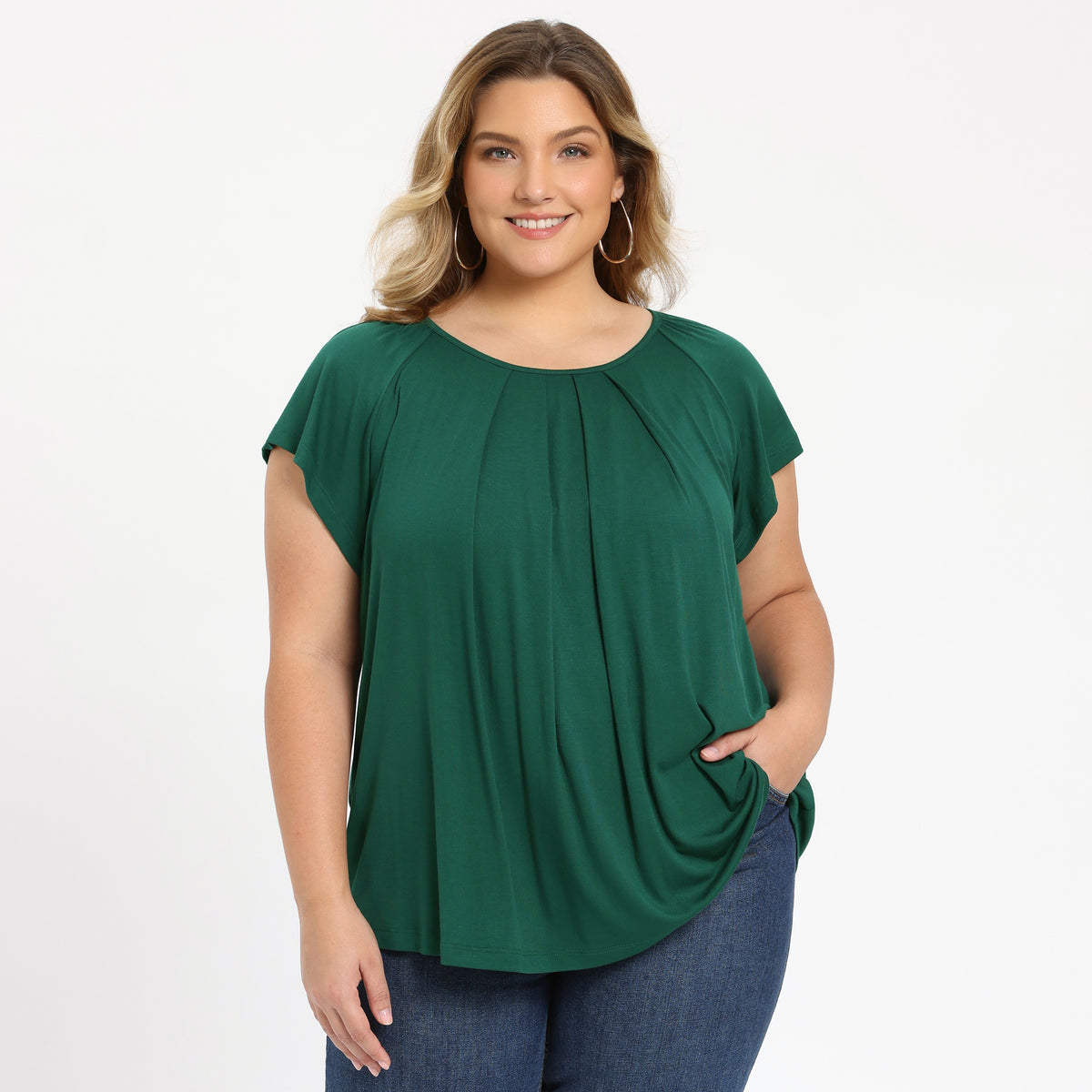 [PACK SALES] Women's Plus Size 2 Pieces Summer Curved Hem Short Sleeve Ruffled Dressy Relaxed Blouse