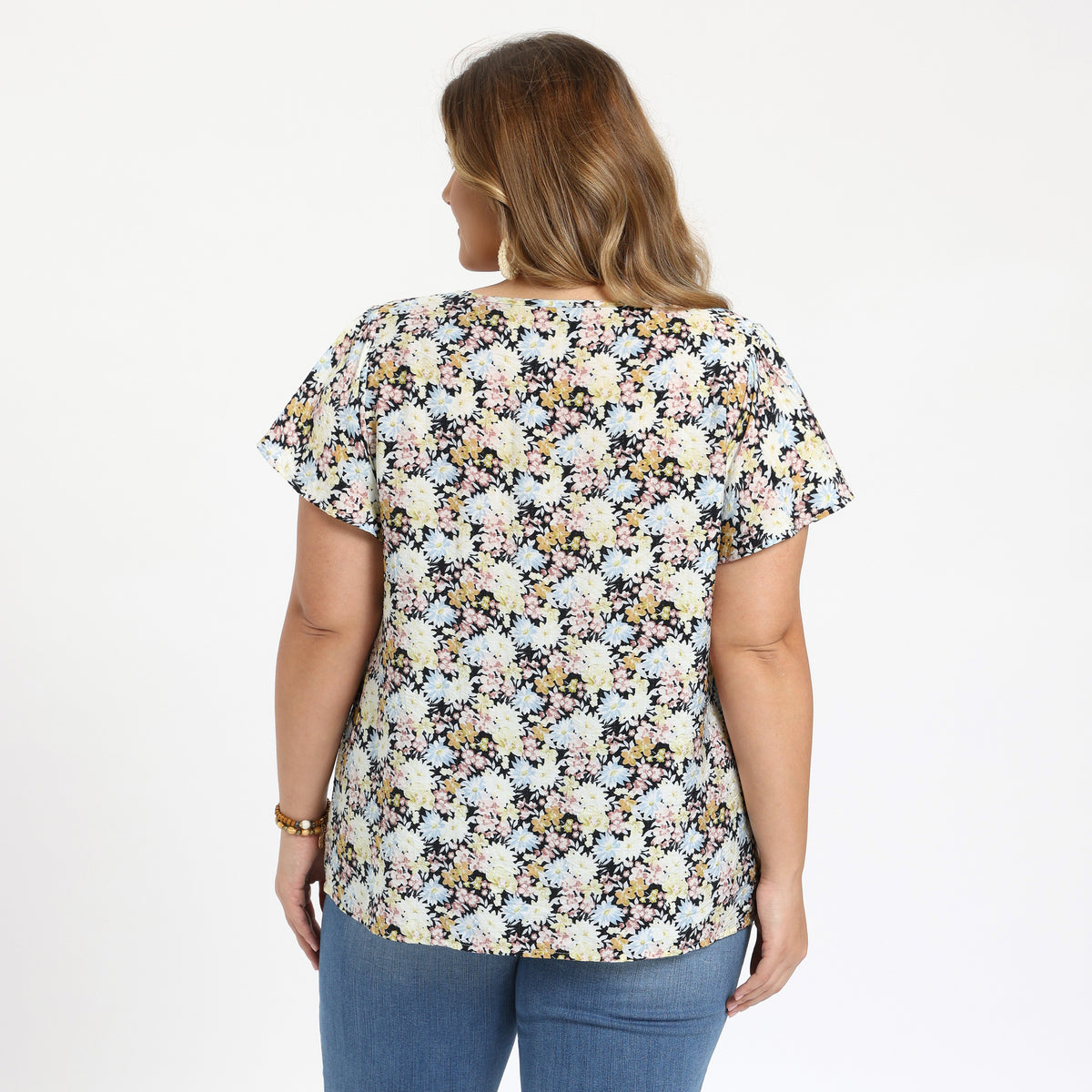 [PACK SALES] Women's Plus Size 2 Pieces Printed Blouse Notch V Neck Short Sleeves Summer Casual Tops