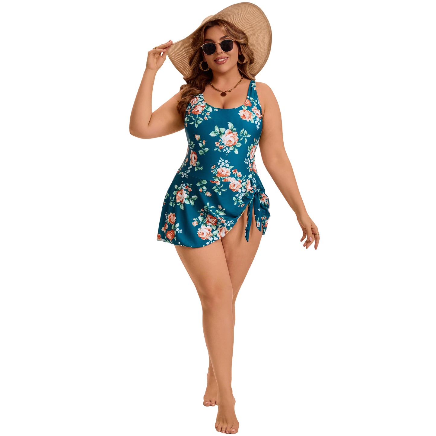 [PACK SALES] Women's Plus Size 2 Pieces Swimsuits Push Up Removable Bra Pads Beach One-Piece Bathing Suit