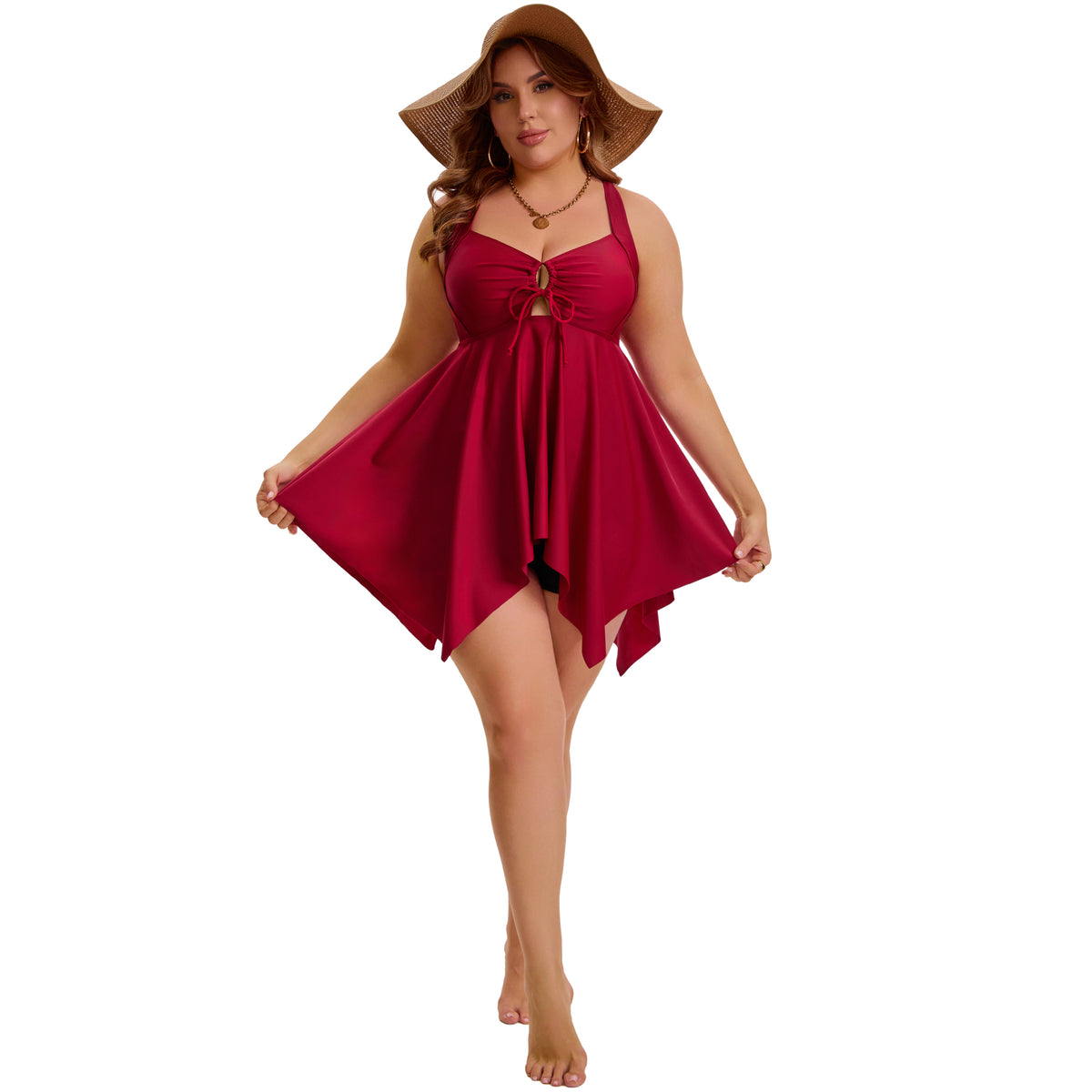 [PACK SALES] Women's Plus Size 2 Sets Swimsuit Push Up Bathing Suits Tankini with Board Shorts