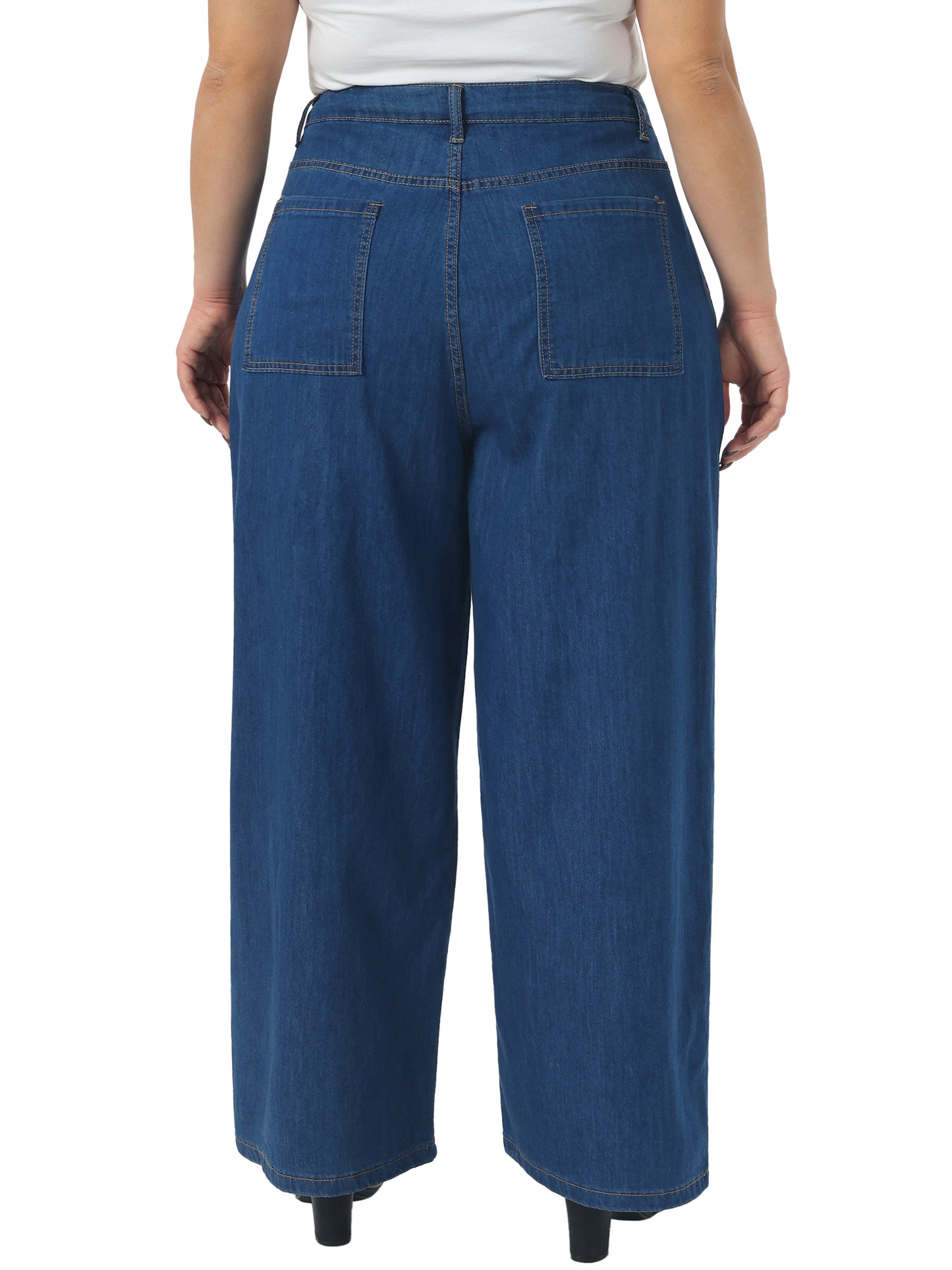 Women's Plus Size Wide Leg Jeans High Waisted Loose Stretchy Y2K Trousers Denim Pants