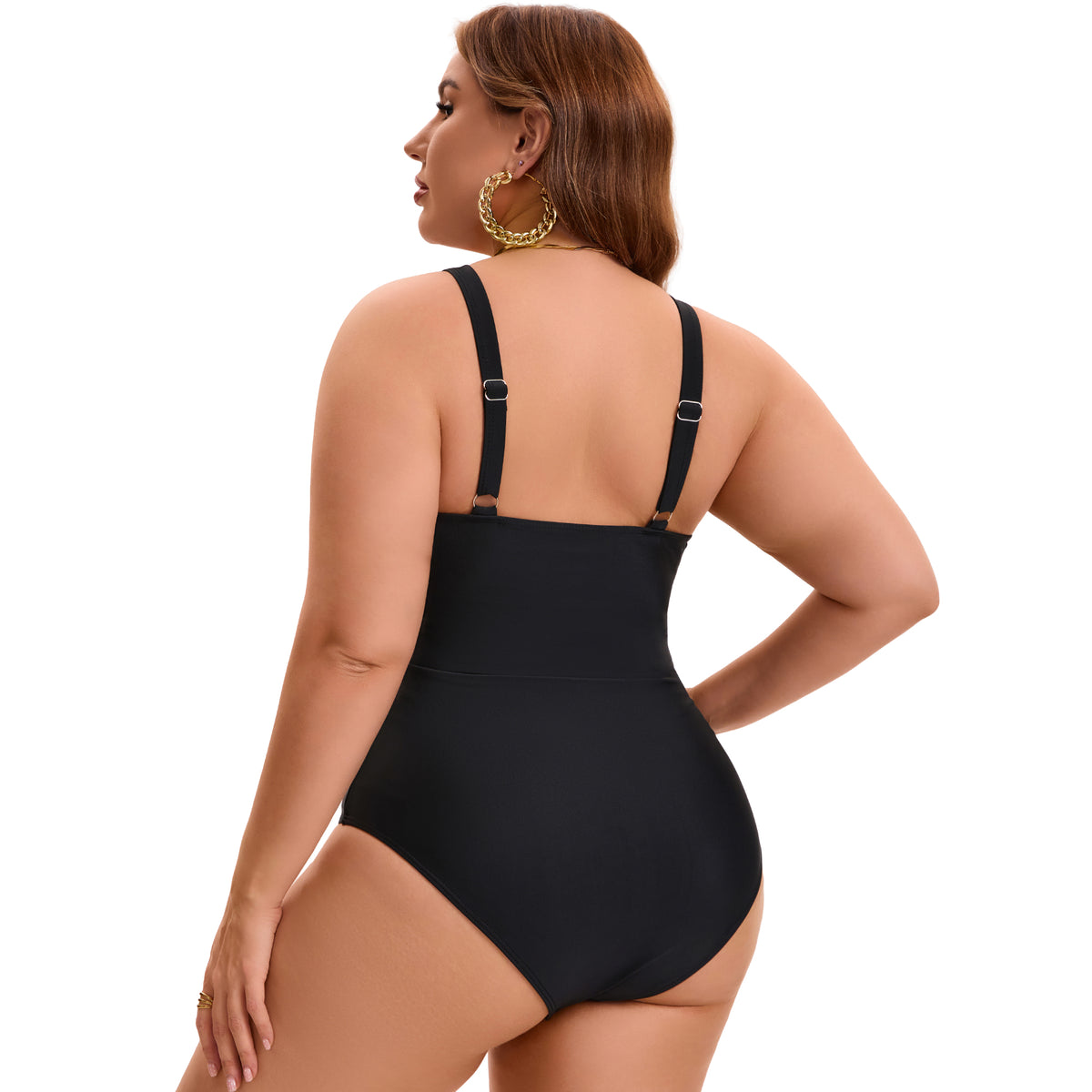 [PACK SALES] Women's Plus Size 2 Pieces One-Piece Swimwear V-Neck Push Up Ruched Beach Bathing Suit