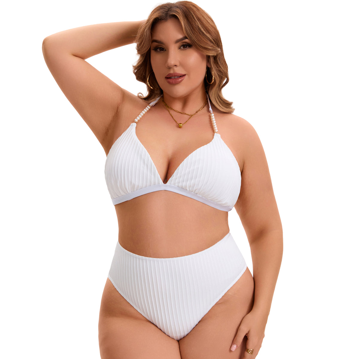 [PACK SALES] Women's Plus Size 2 Sets Bathing Swimsuits Top with High Waisted Shorts Bikini Sets