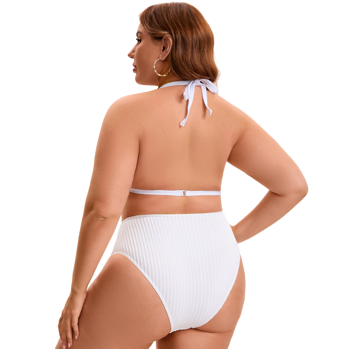 [PACK SALES] Women's Plus Size 2 Sets Bathing Swimsuits Top with High Waisted Shorts Bikini Sets