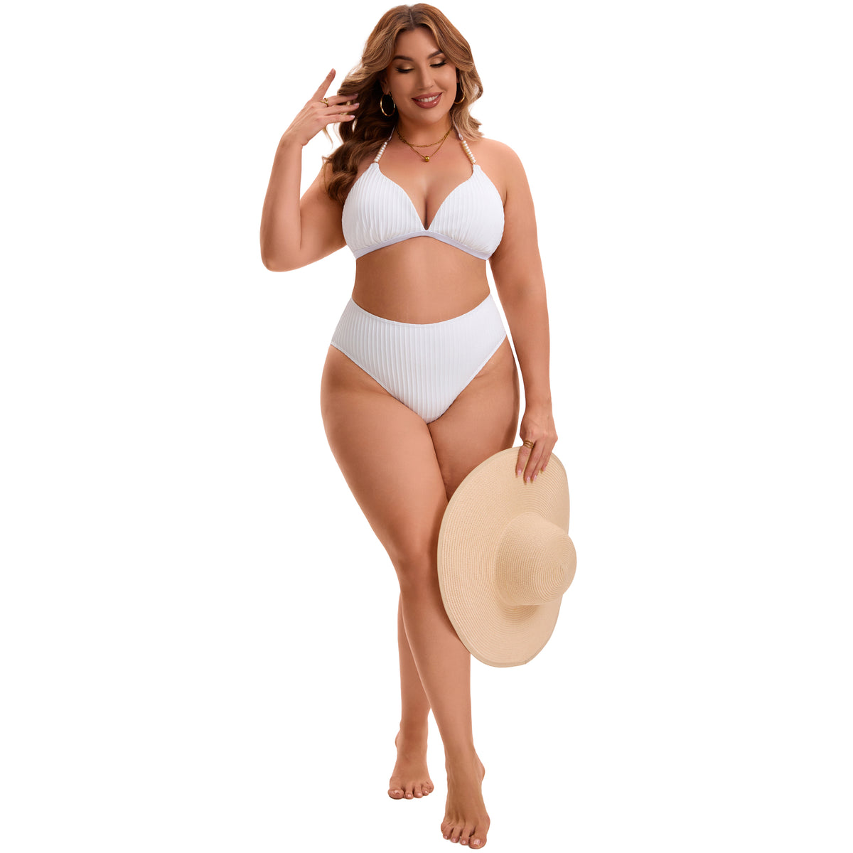 [PACK SALES] Women's Plus Size 2 Sets Bathing Swimsuits Top with High Waisted Shorts Bikini Sets