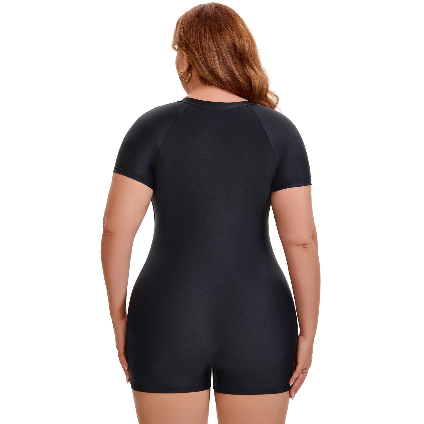 [PACK SALES] Women's Plus Size 2 Pieces Surfing Swimwear Half Zipper Front Rash Guard Beach Swimsuits