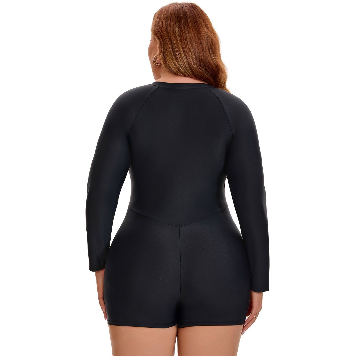 [PACK SALES] Women's Plus Size 2 Pieces Long Sleeve Surfing Bathing Suit Zip Front Rash Guard Beach Vacation Full Coverage One-Piece Swimsuits