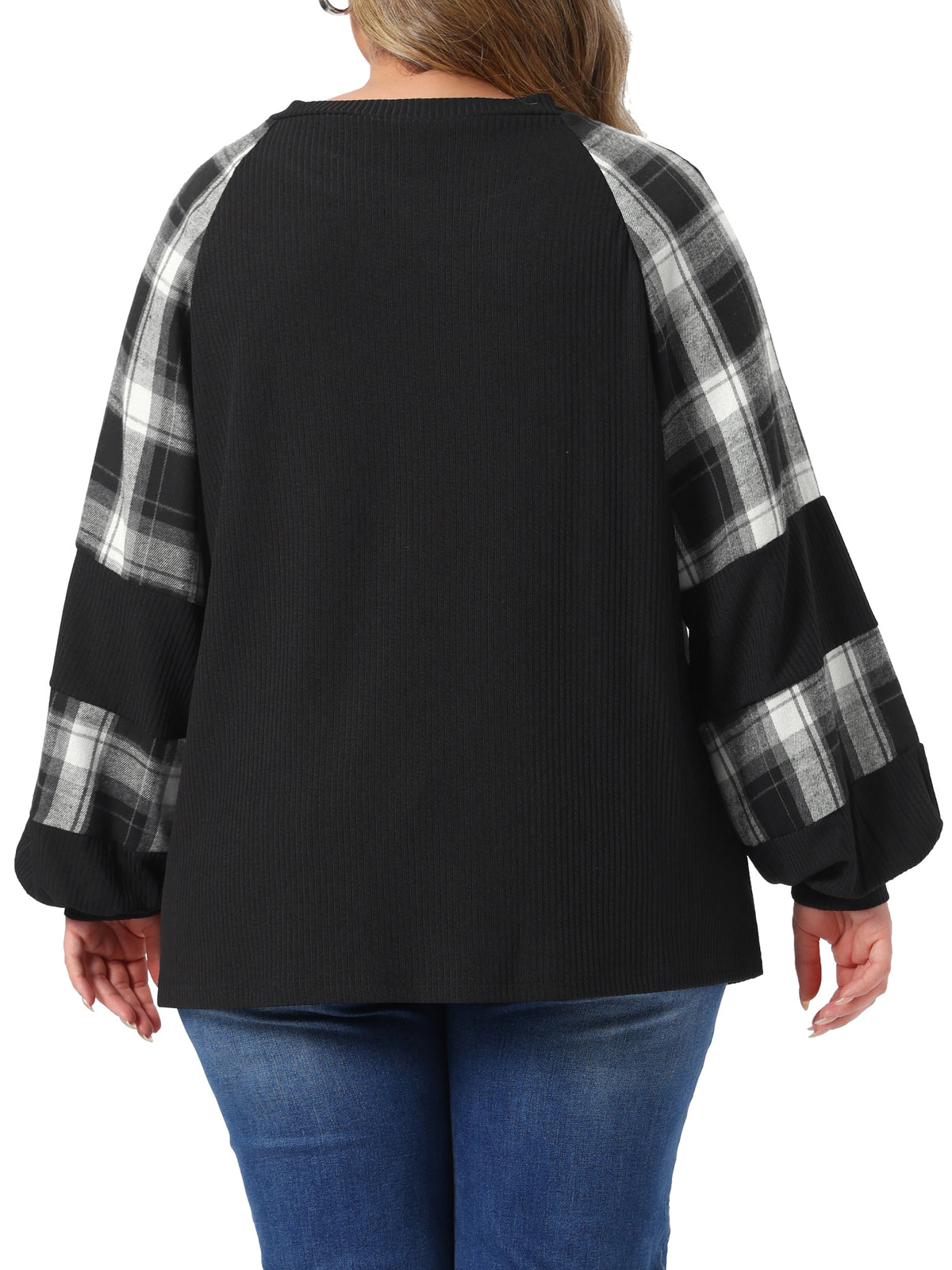 Women Plus Size Crewneck Cable Knit Sweatshirt Tunic Tops