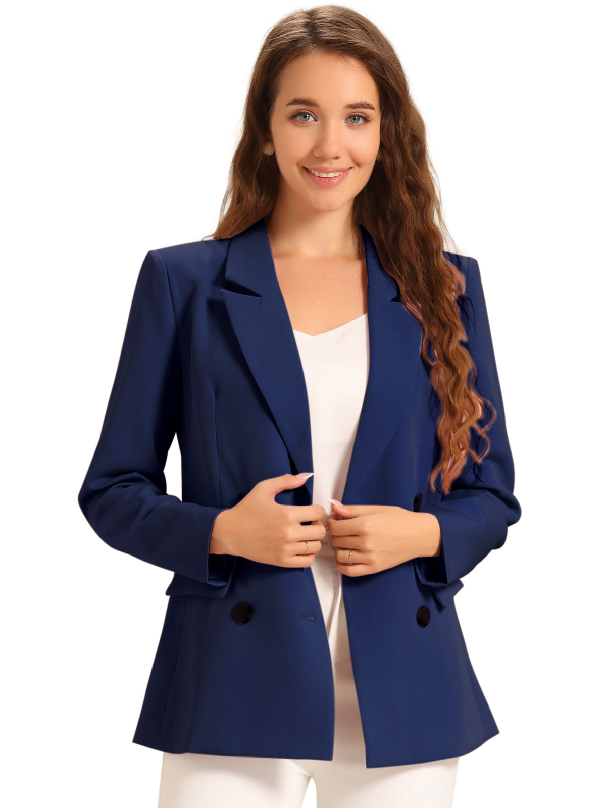 Women's Notched Lapel Double Breasted Blazer Jacket (Available in Plus Size)