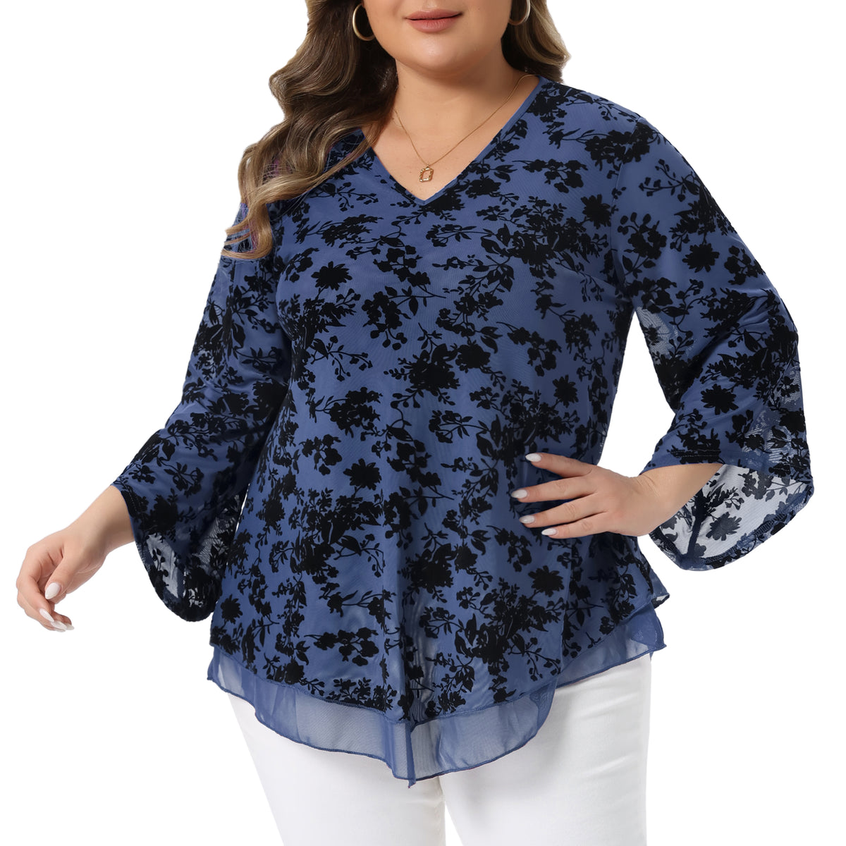 Women Plus Size Dressy Blouse Mesh Casual Flowy Tunic Tops