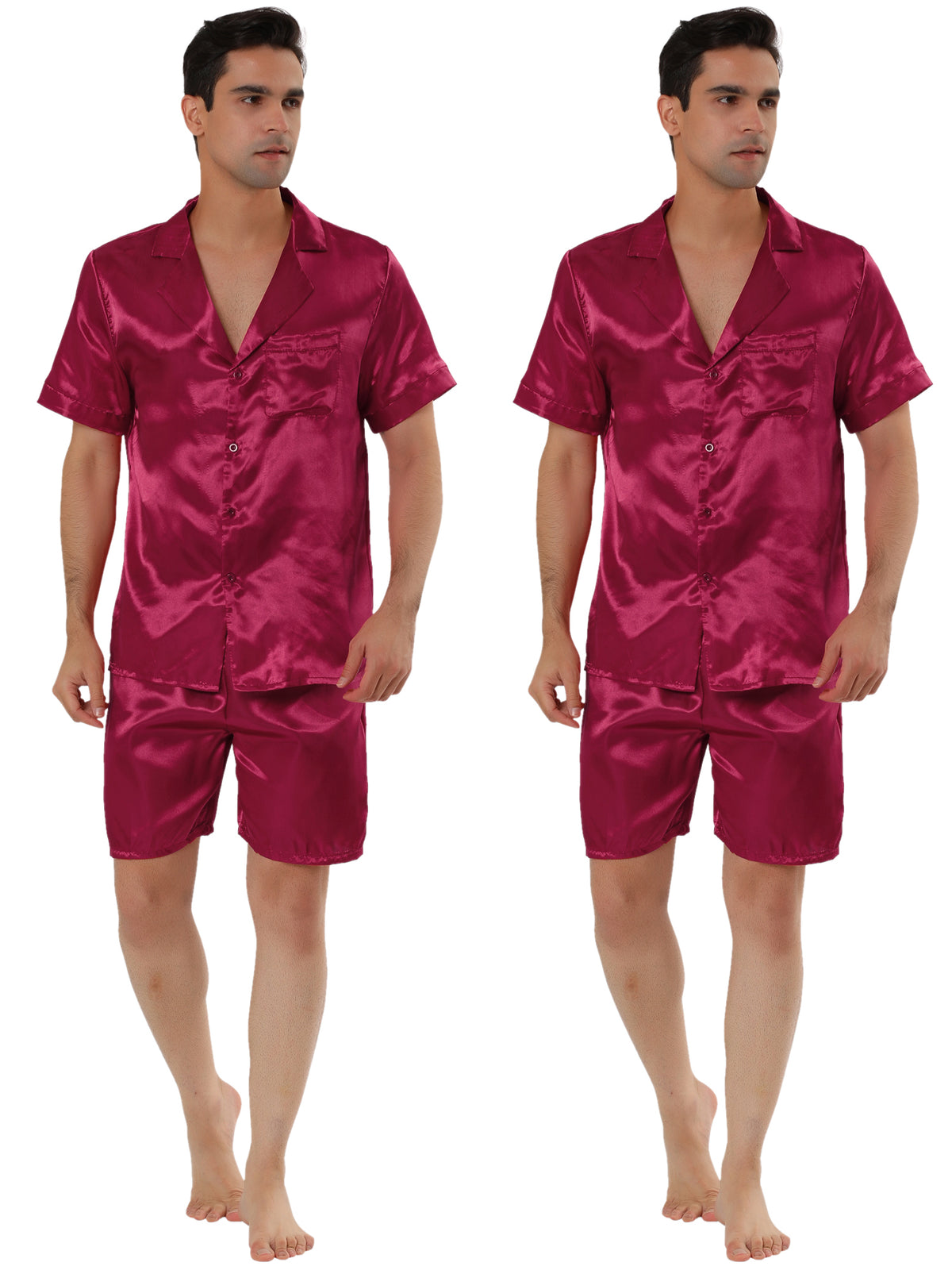 [PACK SALES] Men's 2 Sets Pajama Sets Short Sleeve Nightwear Top and Pants Loungewear