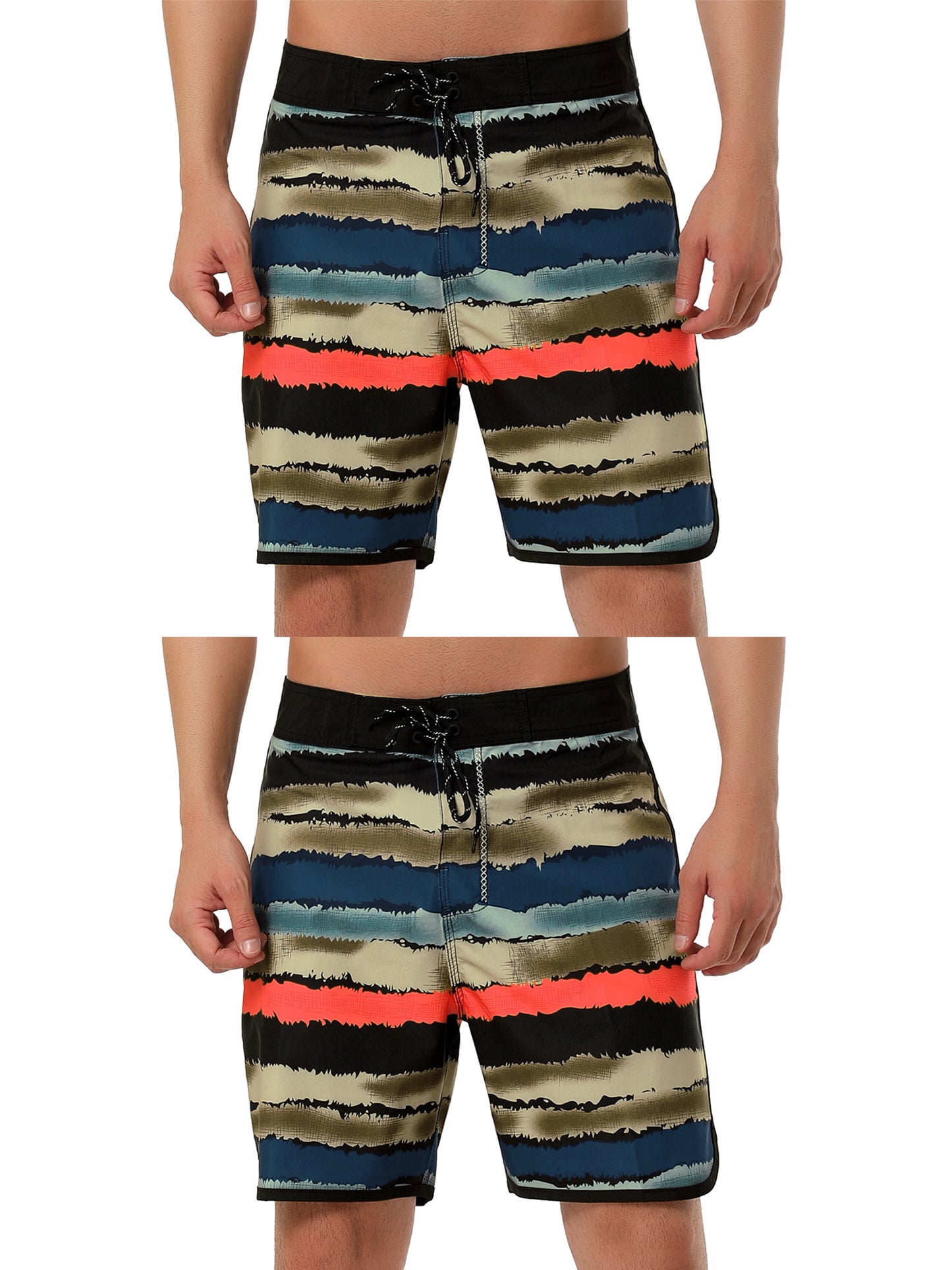 [PACK SALES] Men's 2 Pieces Drawstring Waist Swim Shorts Printed Summer Shorts