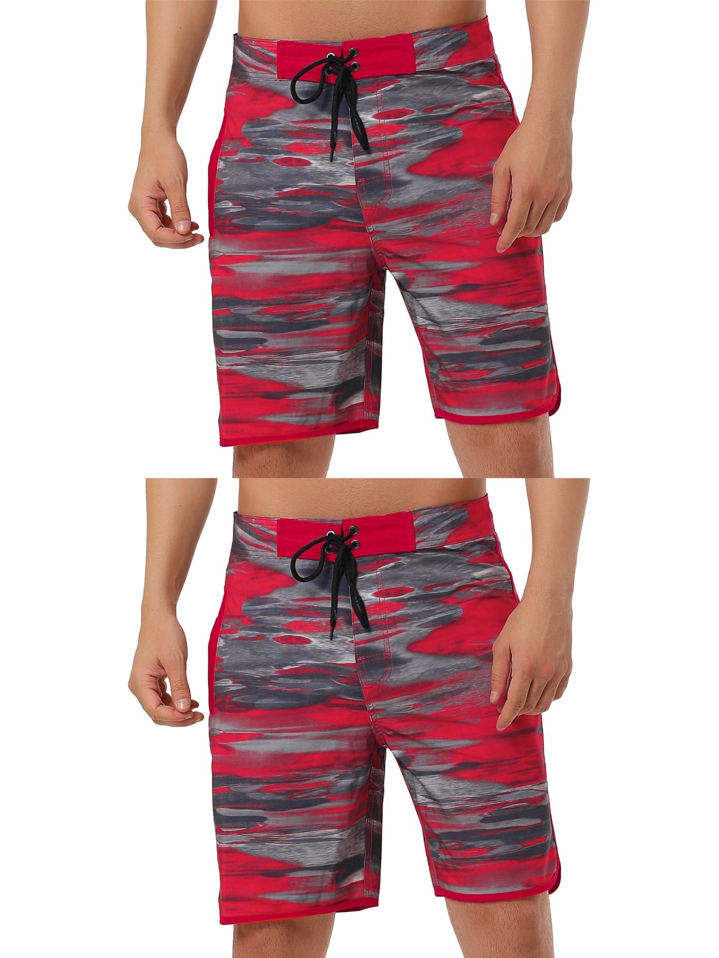 [PACK SALES] Men's 2 Pieces Drawstring Waist Swim Shorts Printed Summer Shorts