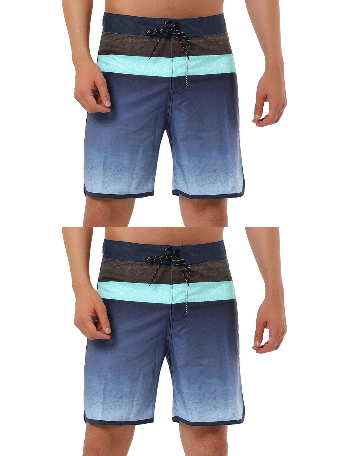 [PACK SALES] Men's 2 Pieces Summer Swim Shorts Color Block Beach Board Shorts
