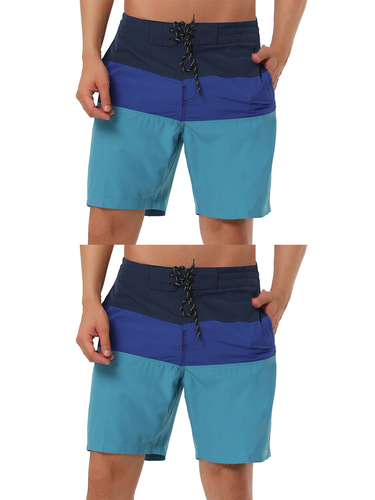 [PACK SALES] Men's 2 Pieces Summer Swim Shorts Color Block Beach Board Shorts